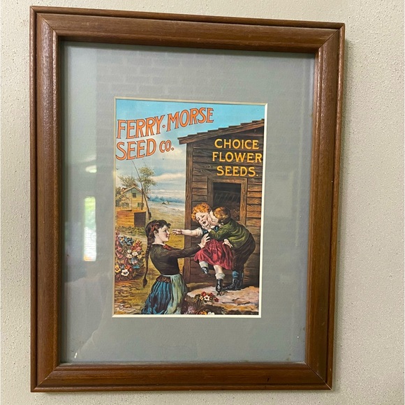Antique/Vintage Ferry Morse Seed Co. Advertisement Matted Framed Picture - Picture 2 of 2